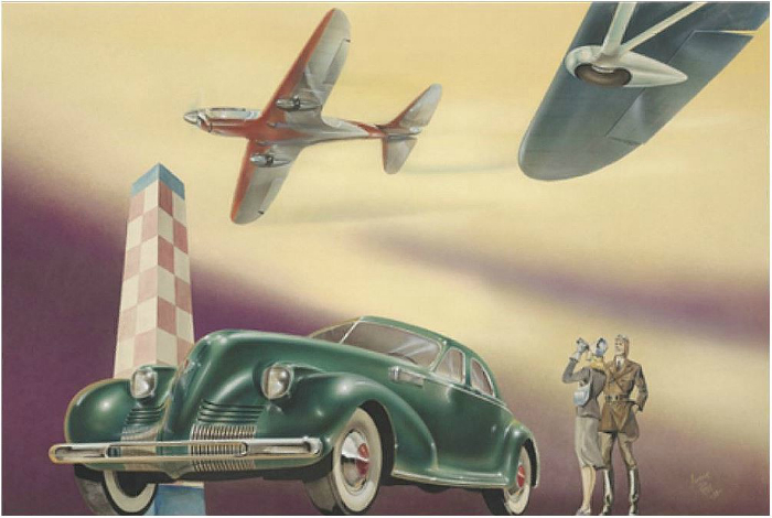 Четырехдверный седан, рисунок Артура Росса, 1938.