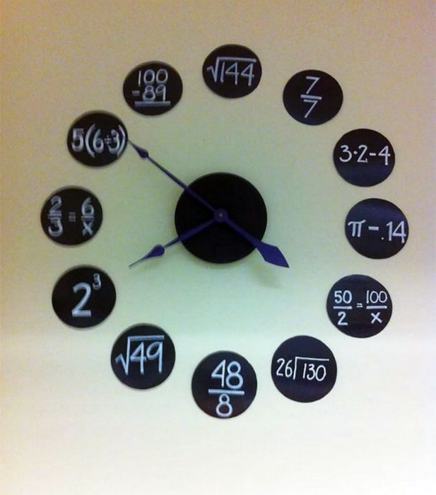 Математические часы с формулами.