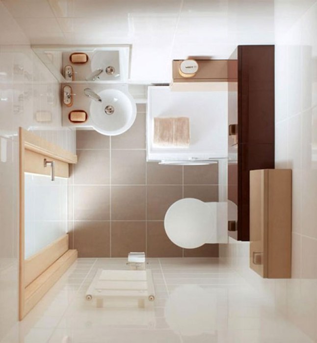 Дверь ванной комнаты со стеклянной вставкой добавит света и визуально увеличит пространство.
