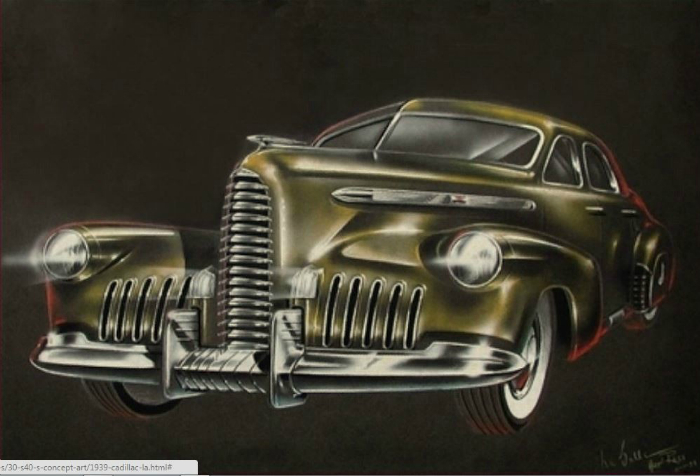 Скетч автомобиля LaSalle, ориентированого на Cadillac. Дизайнер: Артур Росс, 1939.