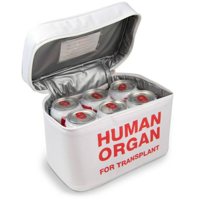 Сумка для напитков с надписью «Человеческий орган для трансплантации», которая надолго сохранит напитки прохладными и убережет их от любопытных глаз.