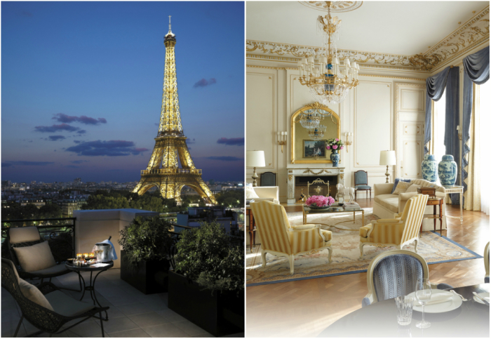 Отель расположен в старинном дворце, который включен в список памятников истории и культуры Франции. В здании Shangri находятся 3 ресторана, два из которых отмечены звездами гида Michelin.