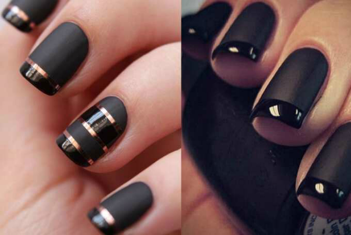 Черный дизайн ногтей.