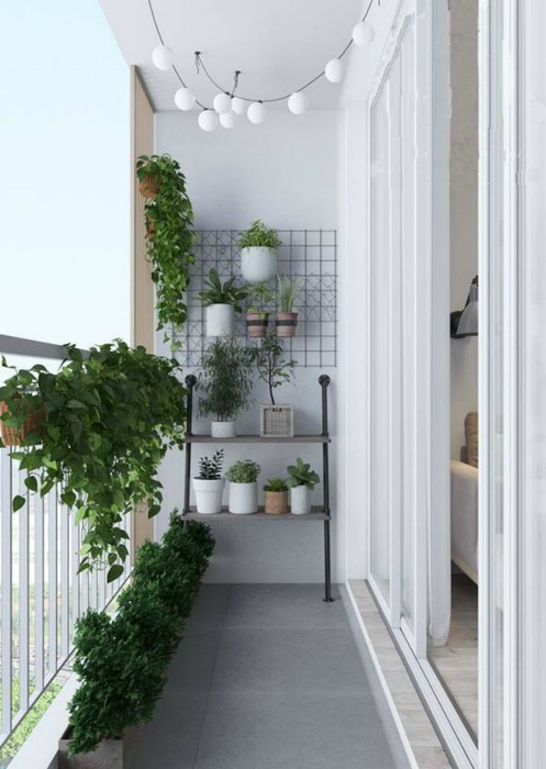 Узкий балкон в минималистичном стиле. | Фото: Pinterest.