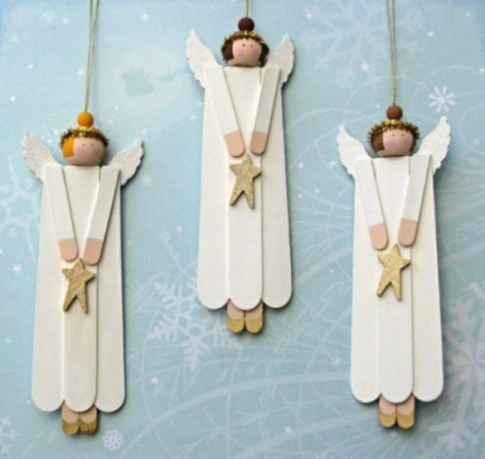 Очаровательные фигурки ангелов из палочек от мороженного.