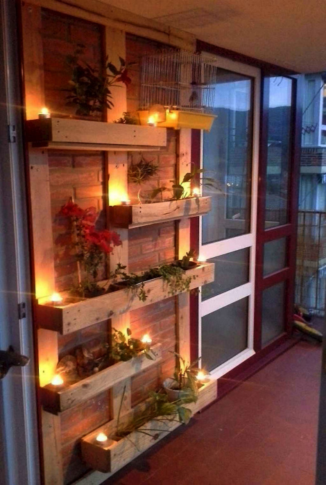 Вертикальный сад с подсветкой. | Фото: Pinterest.