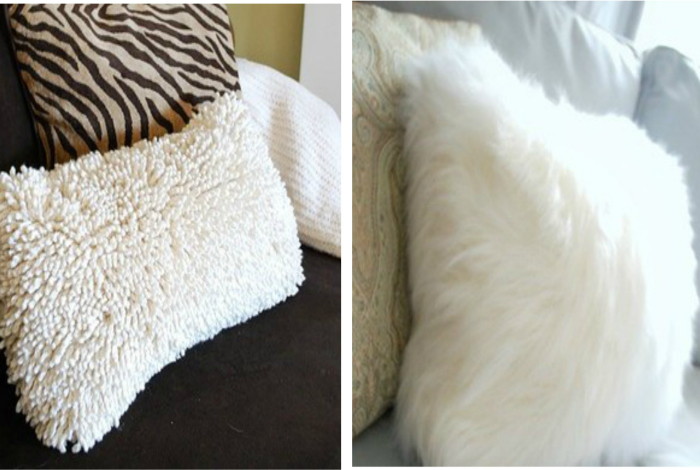 Украсьте свои подушки чехлами из приятных плюшевых материалов.