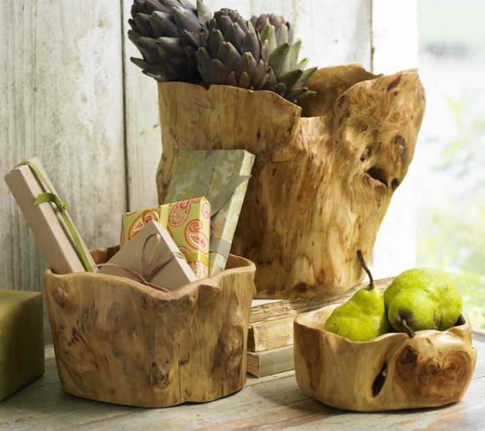 Потрясающие деревянные вазы для фруктов, овоще, конфет и всяческих мелочей.