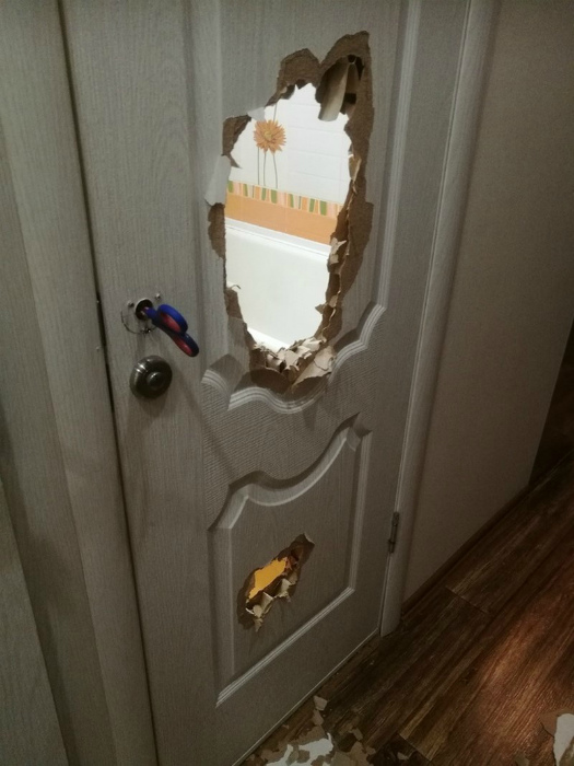 По версии Novate.ru, эту дверь грызли! | Фото: Женские хитроспетения.