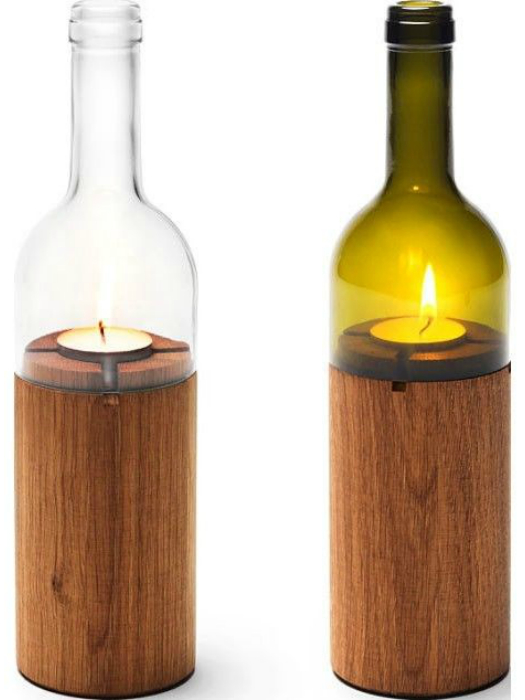 Свеча из дерева и винной бутылки