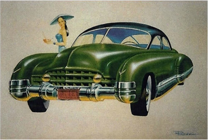 Эскиз автомобиля Cadillac, сделанный Артуром Россом в 1945 году.
