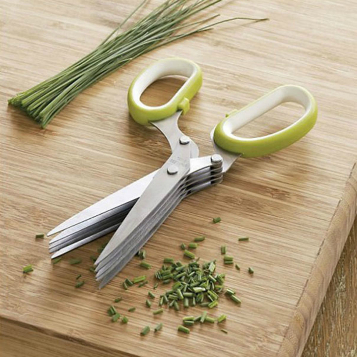 Ножницы с пятью лезвиями, которыми очень легко и удобно нарезать зелень.