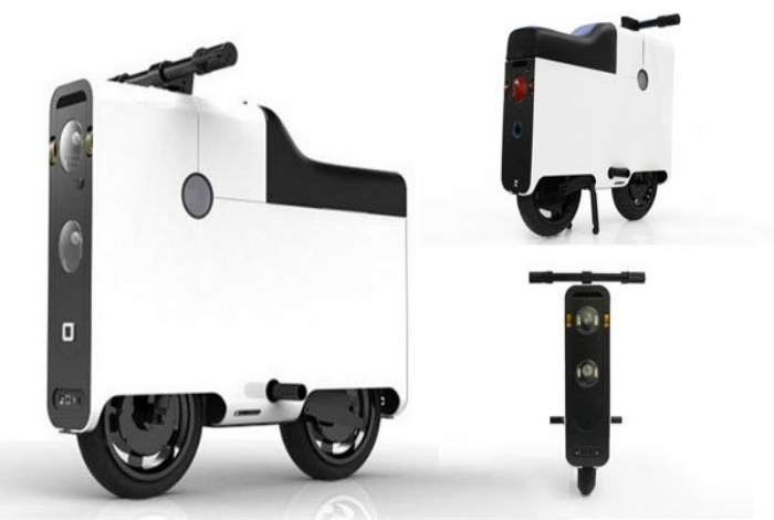 Чемодан Boxx Electric, который легко превращается в элегантный и компактный скутер.