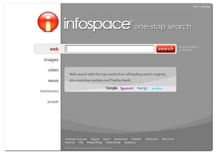 Метапоисковая интернет система под названием - Infospace.com.
