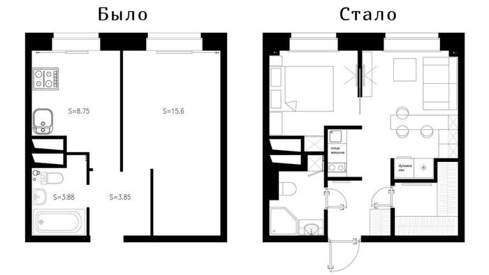 Планировка квартиры, 32 квадратных метра