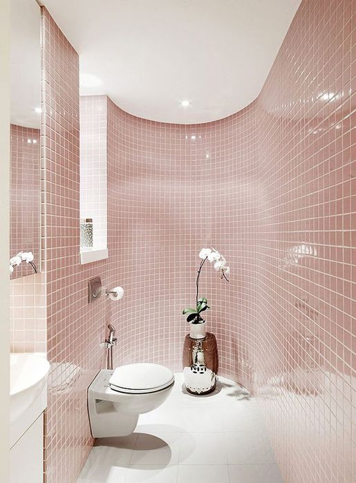 Розовая ванная комната