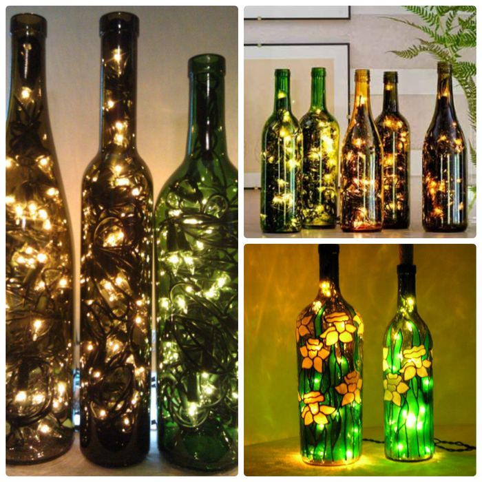 Креативные светильники из стеклянных бутылок