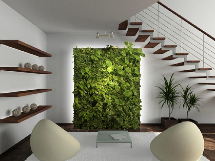 Прекрасный вариант обустроить интерьер комнаты при помощи создания мини-сада.