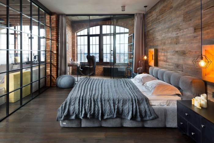 Индустриальный дизайн спальни в темных тонах преобразит любое помещение и вдохнет в него новую жизнь.
