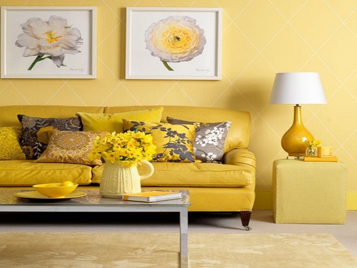 Красивое и солнечное настроение в этой комнате подарит желтый интерьер.