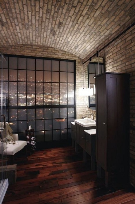 Компактная ванная комната, которая оформлена очень оригинально и в тоже время практично.