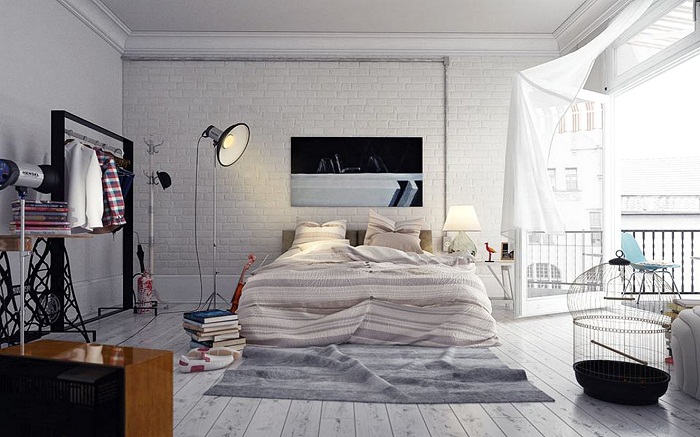 Красивый интерьер спальной в светлых тонах, что станет просто находкой для любого дома.