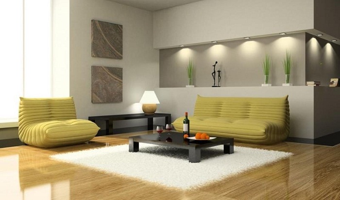 Интересный вариант создать просто симпатичное и очень крутое дизайнерское решение для гостиной.