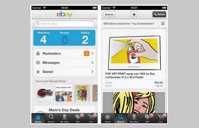 Приложение eBay для iPad.