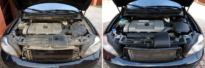 Двигатель до и после помывки. | Фото: msracing.com.ua.