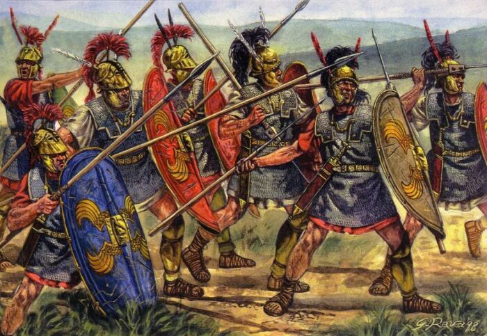 Ранние римские легионы мало чем отличались от войск соседей и активно использовали точно такое же защитное снаряжение. /Фото: ya.ru.