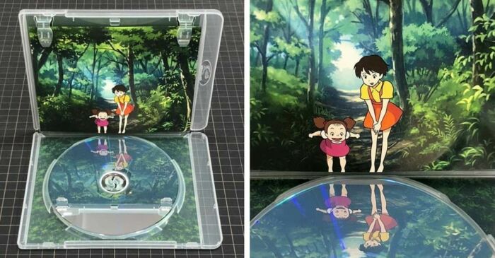 Студия Ghibli разработала эту коробку для DVD  так, словно героиня видит своё отражение в воде. \ Фото: pinterest.com.