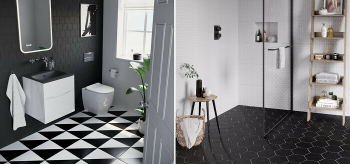 Варианты санузла в чёрном стиле. \ Фото: images.qssupplies.co.uk.