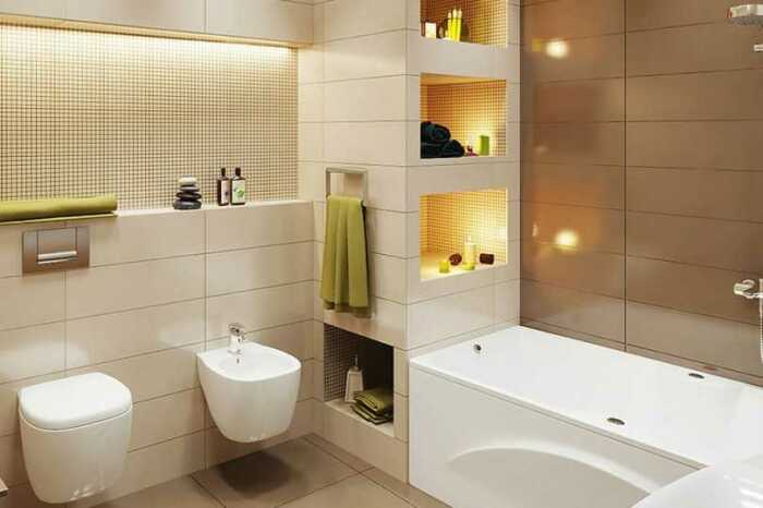 Обустройство ванной с нишами. \ Фото: google.com.