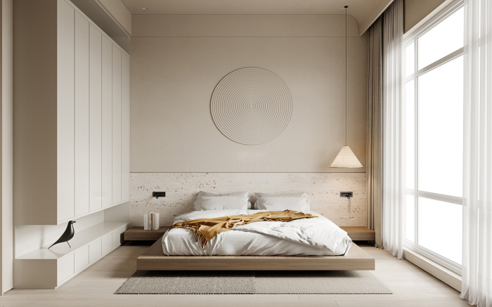 Спальня в стиле минимализм. \ Фото: home-designing.com.