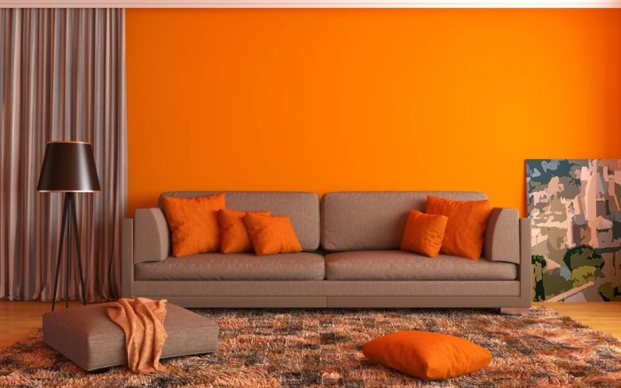 Оранжевый цвет в интерьере. \ Фото: homelane.com.