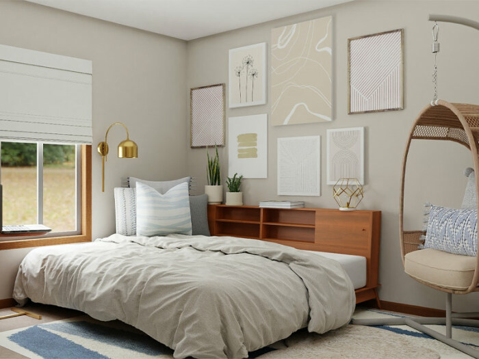 Для спальни также есть несколько идей с угловым пространством. \ Фото: static.asianpaints.com.