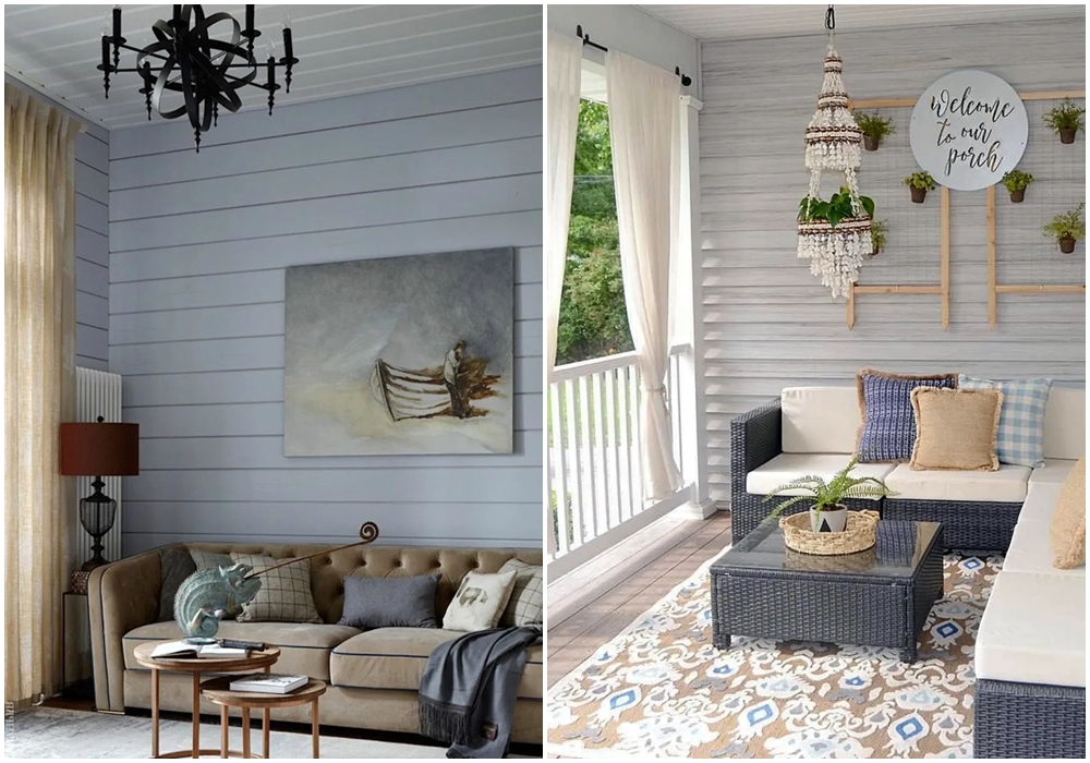 Дачная гостиная в светлых тонах.