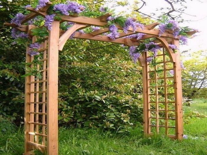 Украсить садовую арку можно и вистерией. \ Фото: i.pinimg.com.