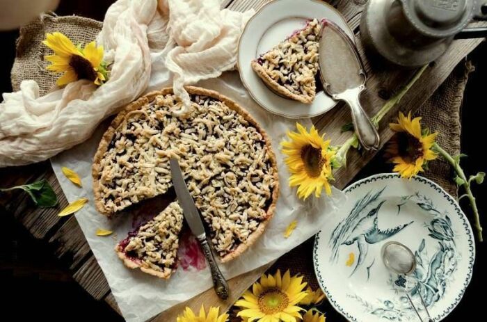 Тёртый ягодный пирог. \ Фото: pinterest.co.kr.