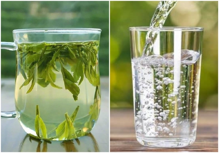 Вода и зелёный чай.