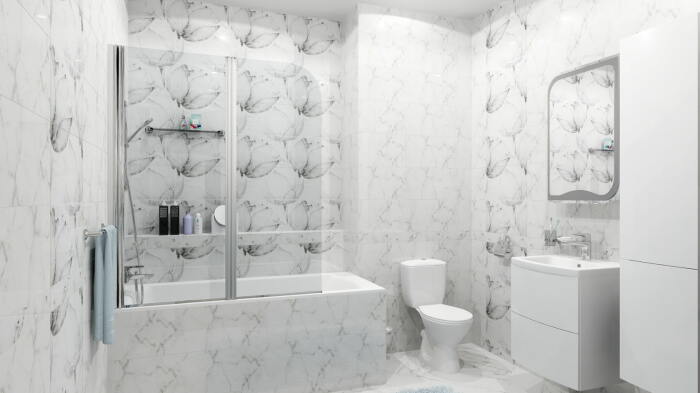 Оригинальные ПВХ панели в ванной комнате. \ Фото: google.com.