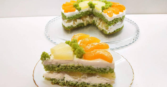 Творожный торт с фруктами.  Фото: cookpad.com.