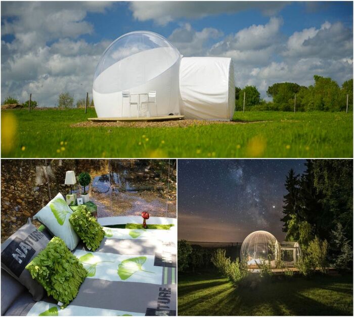 Отель AttrapReves с прозрачными палатками, Франция.