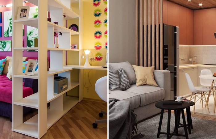 Дизайн комнаты с перегородкой в однокомнатной квартире (73 фото)