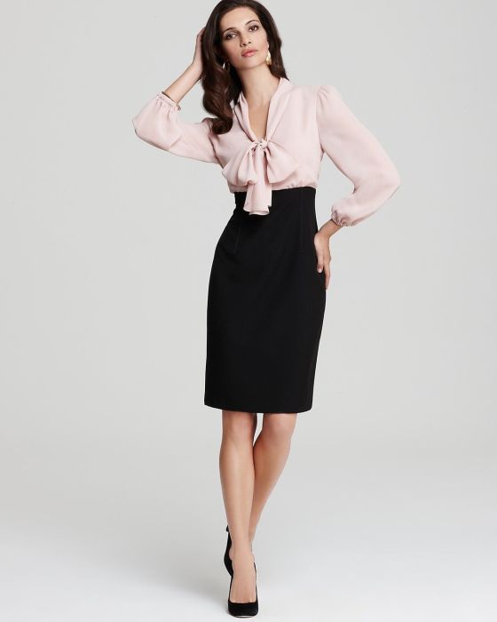 Строгая юбка-карандаш в сочетании с легкой блузой — женственный и привлекательный образ. /Фото: i.pinimg.com