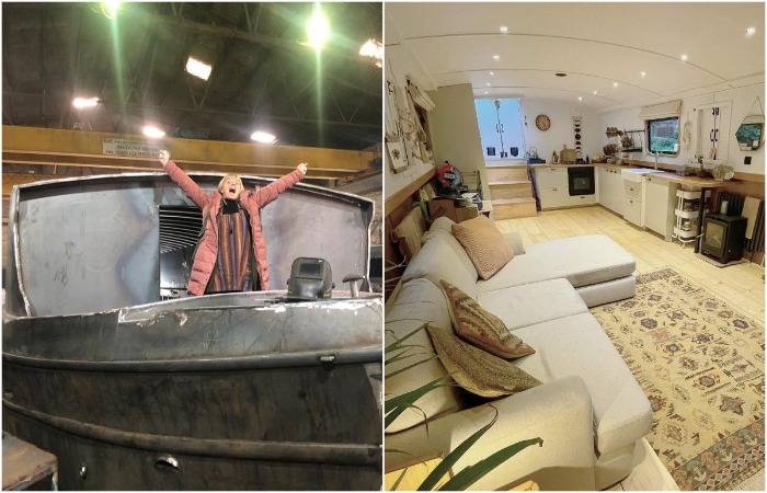 Мать двоих детей построила дом-лодку.