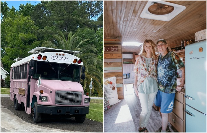 Пенсионеры превратили школьный автобус в уютный ретро-дом Miss Daisy.