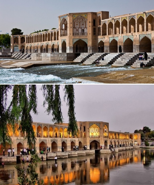 Мост Хаджу – архитектурно-инженерный шедевр, значительно опередивший свое время (Исфахан, Иран).
