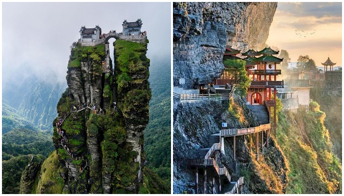 Удивительные храмы-близнецы в Китае на высоте более 2000 метров