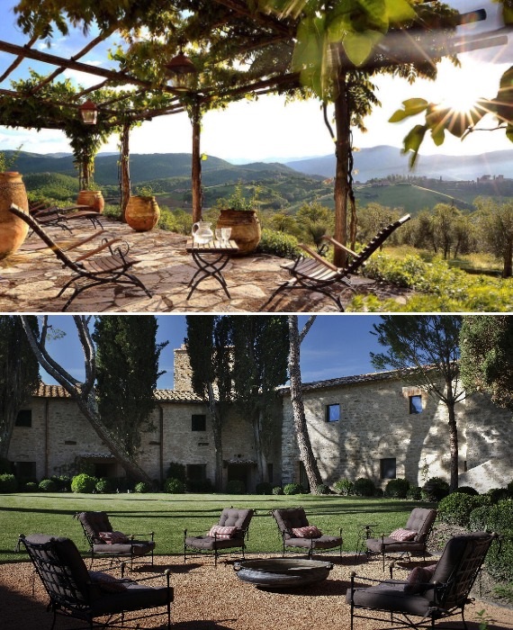 Множество зон отдыха на свежем воздухе помогут расслабиться и насладиться общением (Castello Di Reschio Hotel, Италия).